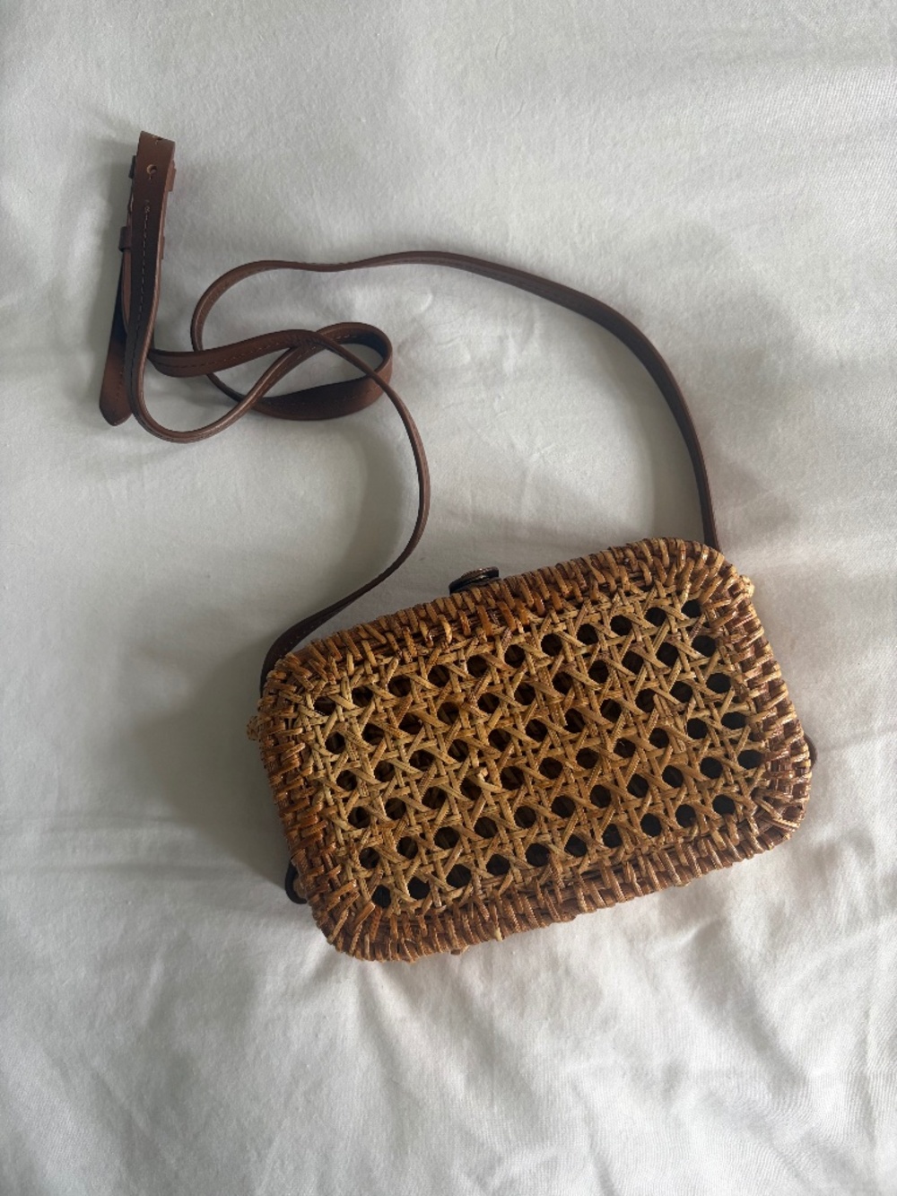 J. Crew Crossbody Handwoven Rattan Bag